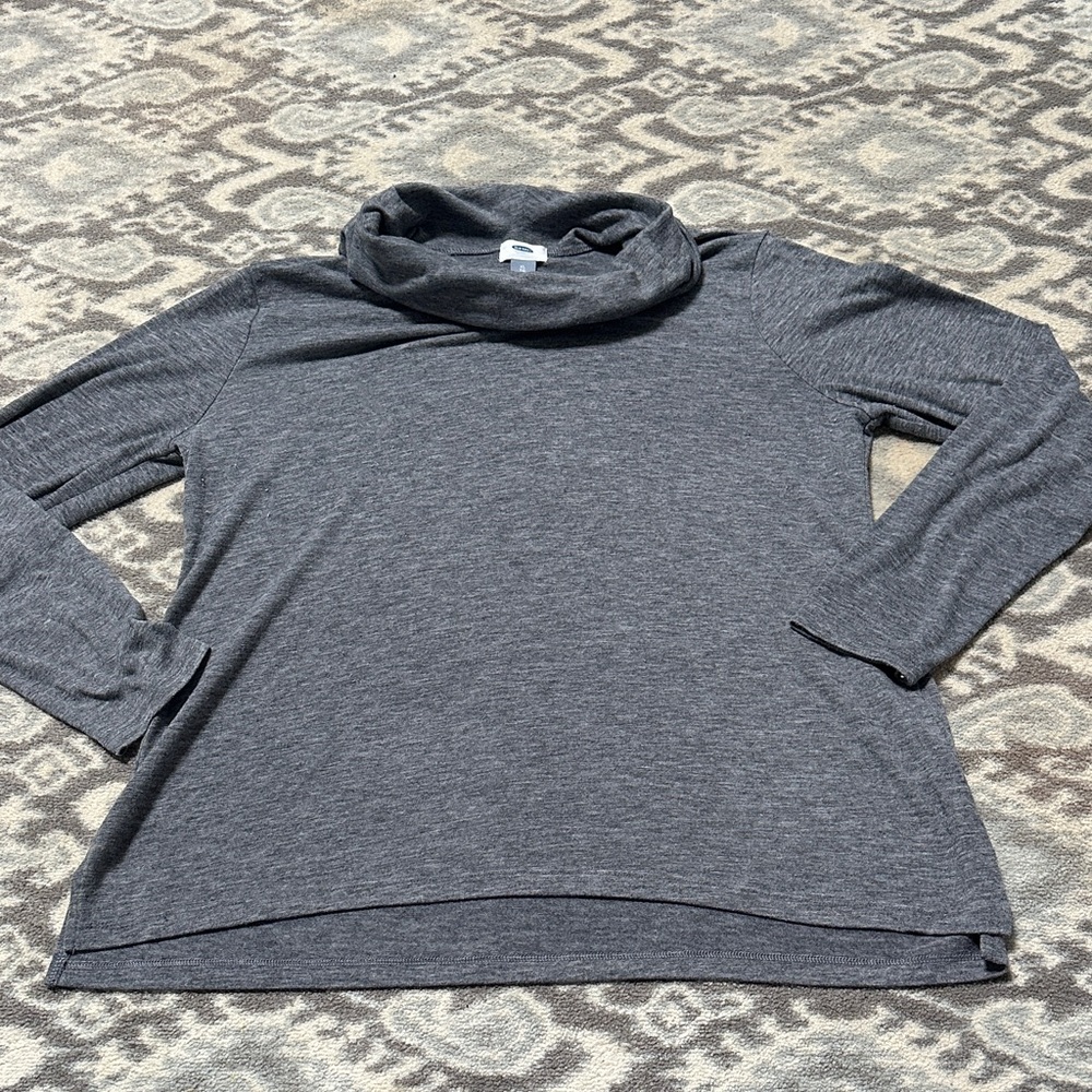 Old Navy Charcoal Long Sleeve Cowl Top